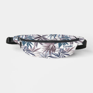 Moderne Gris Bleu Tropical Nom Feuille personnalis