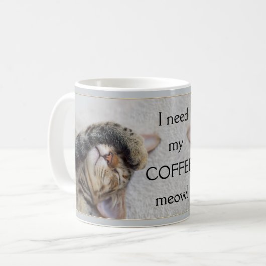 Moderne Gris mignonne Drôle Chat Mug (Devant gauche)