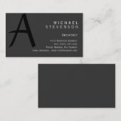 Moderne Gris Simple Carte de visite Architecte (Devant / Derrière)