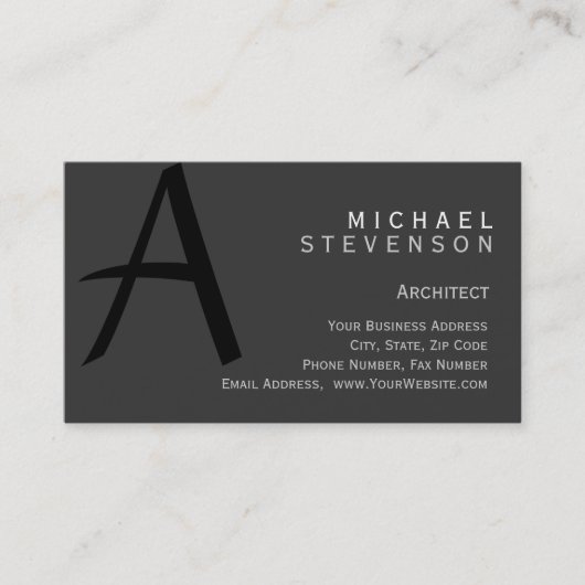 Moderne Gris Simple Carte de visite Architecte (Devant)