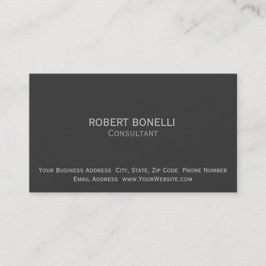 Moderne Gris Simple Consultant simple Carte de vis (Devant)