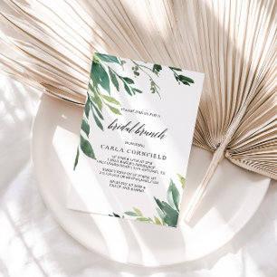 Moderne groen botanische bladeren bruids brunch kaart