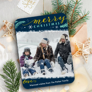 Moderne Groen Goud Script Eenvoudige fotovakantie Magneet