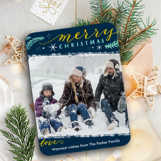 Moderne Groen Goud Script Eenvoudige fotovakantie Magneet