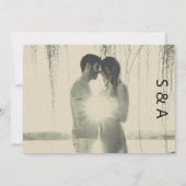 Moderne, groene, aangepaste foto ampersand bruilof kaart (Achterkant)