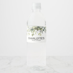 Moderne groene beplanting bruiloftsfeest waterfles etiket
