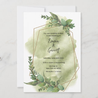 Moderne groene blad trouwuitnodiging kaart