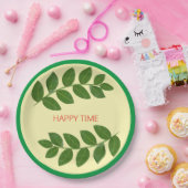 Moderne groene bladeren papieren bordje (Feest)