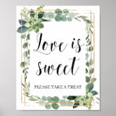 Moderne groene bladeren sappige liefde is zoet poster (Voorkant)