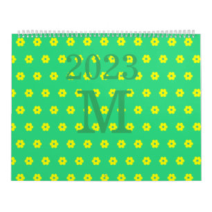Moderne groene bloemen daisy patroon kalender
