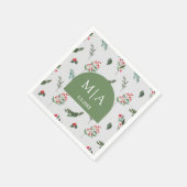 Moderne groene boog monogram botanische bruiloft servet (Hoek)