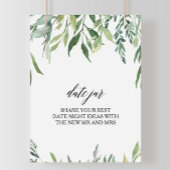 Moderne groene botanische blad datum jar bord poster