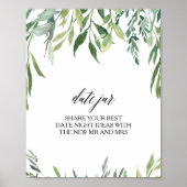 Moderne groene botanische blad datum jar bord poster (Voorkant)
