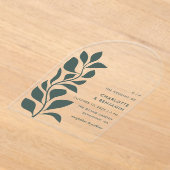Moderne Groene Botanische Bladeren Huwelijk Acryl Uitnodigingen (Laagn)