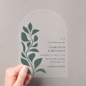 Moderne Groene Botanische Bladeren Huwelijk Acryl Uitnodigingen (Insitu (Draagbaar))