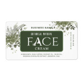 Moderne groene botanische elegant face crème etiket (Voorkant)