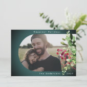 Moderne groene botanische ombre vun gradiënt het g feestdagenkaart (Staand voorkant)