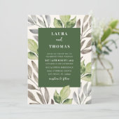 Moderne Groene Botanische Waterverf Bruiloft Kaart (Staand voorkant)