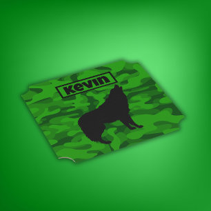 Moderne Groene Camo Zwart Wolf Silhouet Monogram   Kartonnen Onderzetters