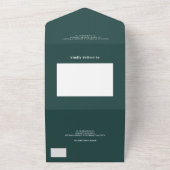 Moderne groene casual initialen foto bruiloft all in one uitnodiging (Buitenkant)