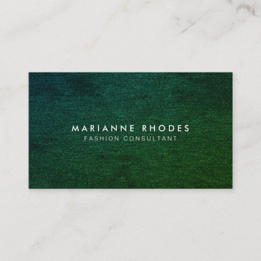 Moderne groene denim minimalistisch visitekaartje (Voorkant)