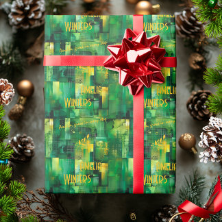 Moderne groene digitaal geïnspireerde aangepaste g cadeaupapier