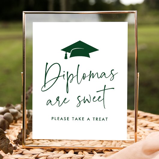 Moderne groene diploma's zijn een zoete GraduParti Poster