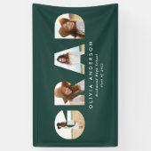 Moderne, groene, eenvoudige multi-foto afstuderen spandoek (Verticaal)