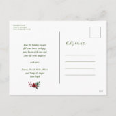 Moderne groene Elegant Gold Script JOY Snow-bedekk Feestdagenkaart (Achterkant)