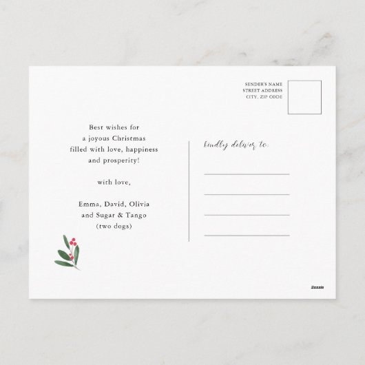 Moderne groene elegante bloemige baby eerste kerst feestdagenkaart (Achterkant)