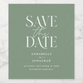 Moderne, groene elegante, minimale scriptbruiloft wijn etiket (Enkel label)