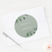 Moderne groene elegantie bruiloft ronde sticker (Envelop)