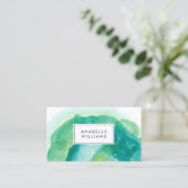 Moderne groene en Blauwgroen Waterverf Visitekaartje (Staand voorkant)