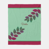 Moderne groene en Bourgognige Planten bladeren Fleece Deken (Voorkant)