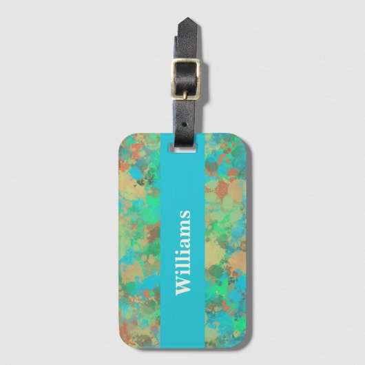 Moderne groene en gele druppels Abstract ontwerp Bagagelabel (Voorkant (verticaal))