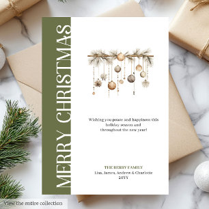 Moderne groene en gouden kerstgroetkaart feestdagenkaart