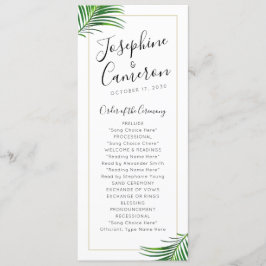 Moderne groene en gouden tropische palmbladrand programma