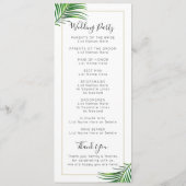 Moderne groene en gouden tropische palmbladrand programma (Achterkant)