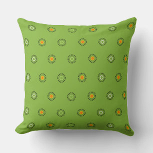 Moderne groene en oranje paardenbloem motief kussen