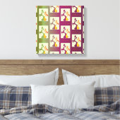 Moderne groene en paarse Tulip Couple-patroon Canvas Afdruk (Insitu (Slaapkamer))