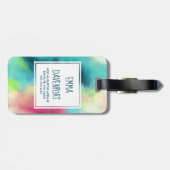 Moderne groene en rode ruimte-nevel aquarel bagagelabel (Achterkant horizontaal)