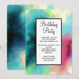 Moderne groene en rode ruimte nevel waterverf kaart