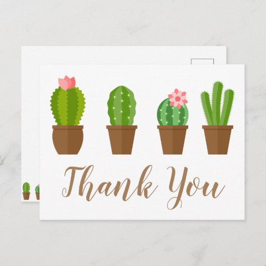 Moderne groene en roze cacti illustratie dank je w briefkaart (Voorkant / Achterkant)