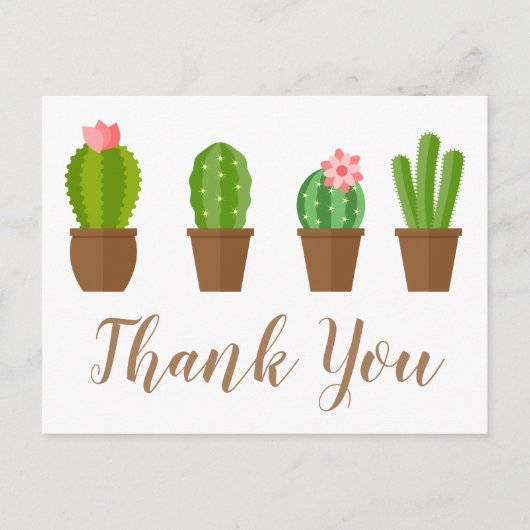 Moderne groene en roze cacti illustratie dank je w briefkaart (Voorkant)