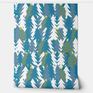 Moderne, groene en witte kerst behang