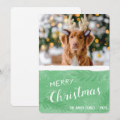 Moderne groene en witte kerst feestdagenkaart (Voorkant / Achterkant)