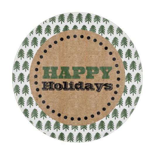 Moderne groene en witte kerstboom snijplank (Voorkant)