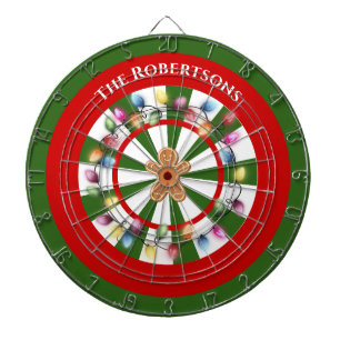 Moderne groene en witte kerstlichtjes Thema Dartbord