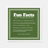 Moderne groene en witte leuke feiten bruiloft servet (Voorkant)