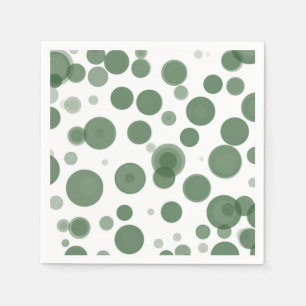 Moderne groene en witte polka-stip-bubbels feest servet